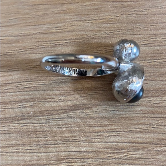 Vintage Sarah Coventry Gray Pearl Rhinestone Ring - Picture 4 of 6